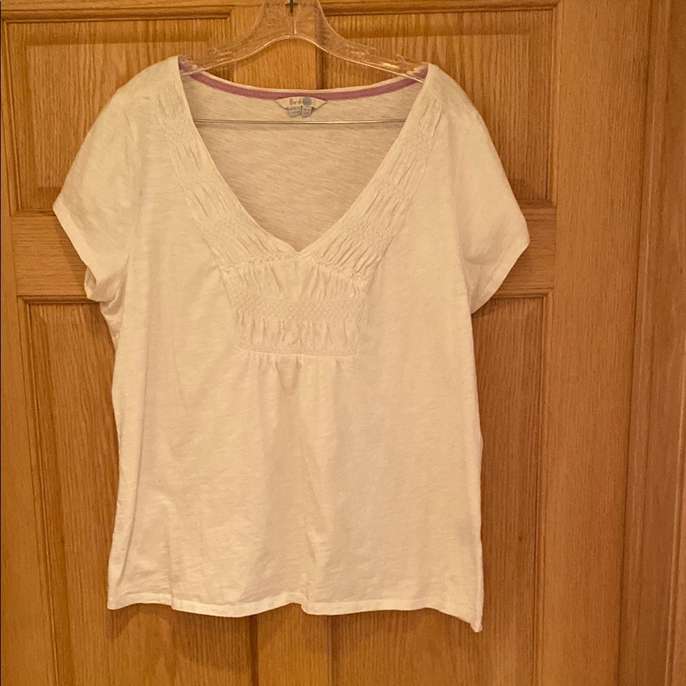 Boden Cream Relaxed V-Neck Blouse